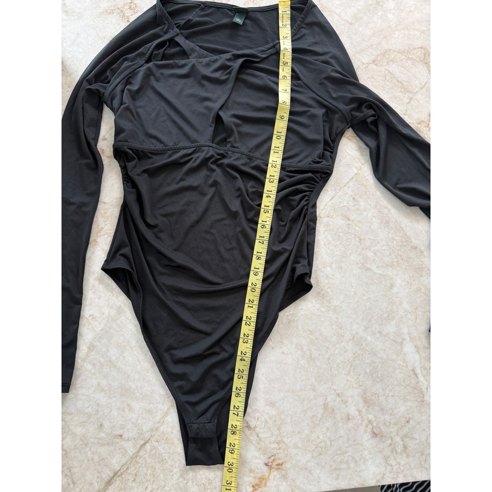 Wild Fable Black Draped Bodysuit Size Large - Picture 6 of 7